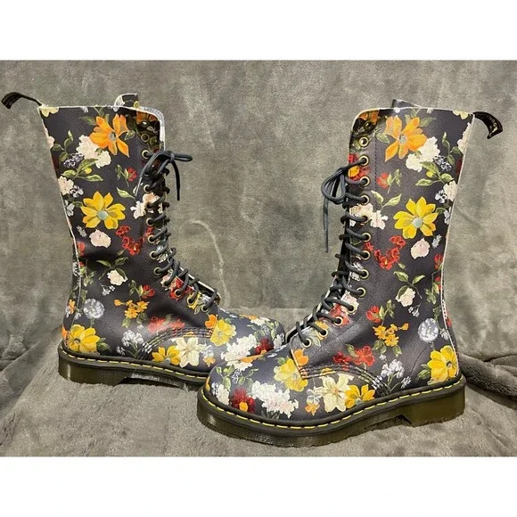 Dr. Martens Darcy Floral 14 Eye Tall Darcy Boots us 9 - Picture 2 of 10